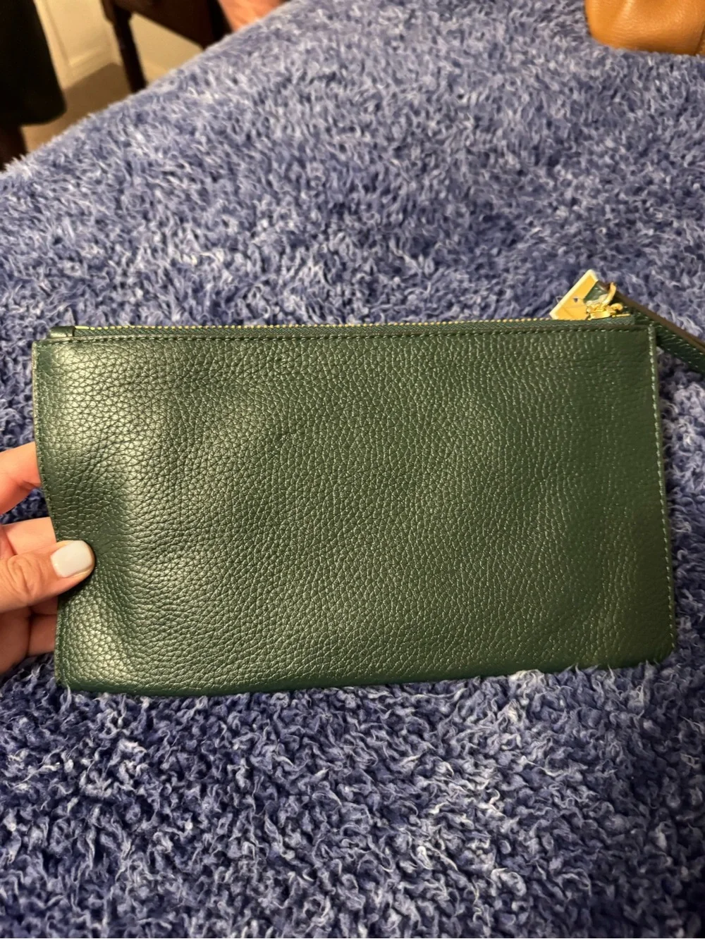 Michael Kors Racing Green Pebbled Leather Zip Clutch Wristlet